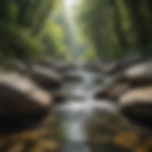 Serene landscape with flowing water promoting tranquility