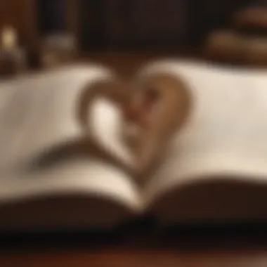 Words of Affection in Literature An open book with poetic verses about love highlighted.