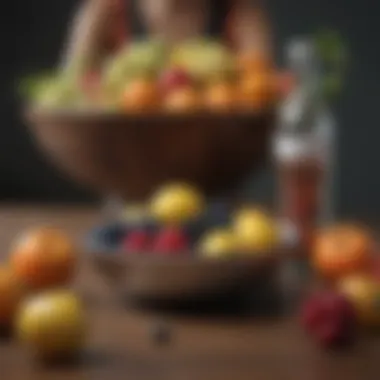 Healthy lifestyle choices represented by fresh fruits and exercise