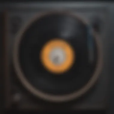 Nostalgia in Sound: The Power of Music A close-up on a vinyl record spinning, symbolizing retro music and nostalgia