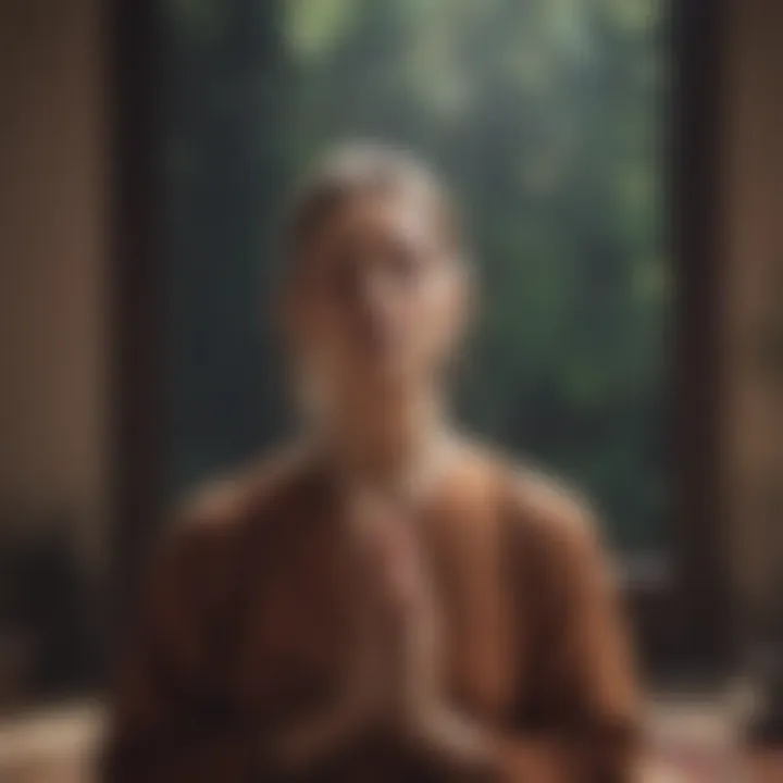 A person meditating with a calm expression