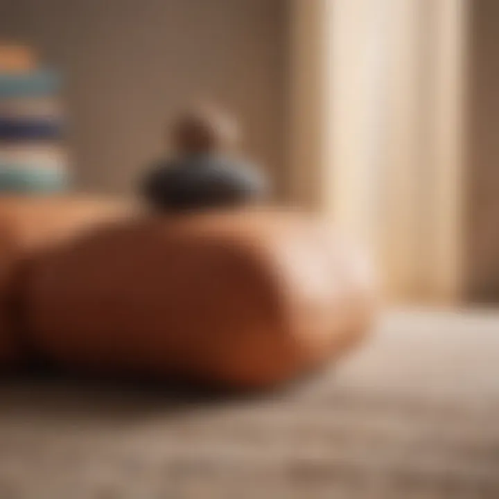 Close-up of a meditation cushion demonstrating proper alignment.