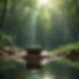 Tranquil scene with soft music notes in a serene environment