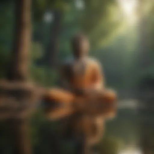 Buddha meditating in serene surroundings