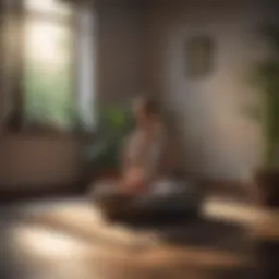 Serene meditation space with natural light