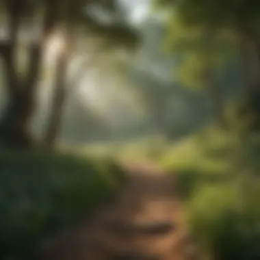 Tranquil Landscape of Walking Meditation A tranquil landscape illustrating the calmness achieved through walking meditation