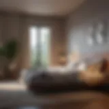 Serene bedroom setting with calming colors and ambient lighting to promote relaxation.