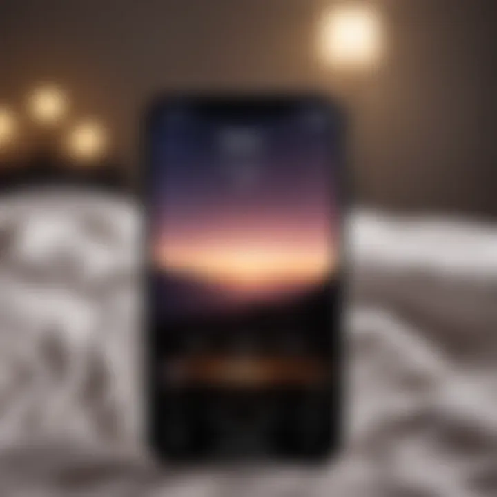 A smartphone displaying a sleep music app interface showcasing various calming playlists.