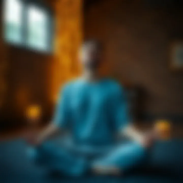 A person engaging in meditation with ambient sound visualization