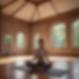 A serene yoga space with natural light and soft cushions