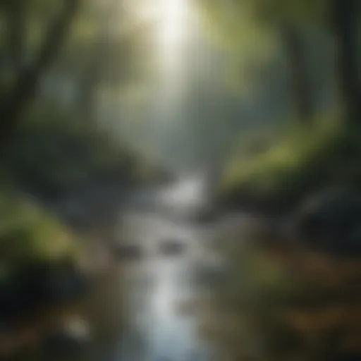 A serene landscape with sound waves symbolizing the harmony of nature and music