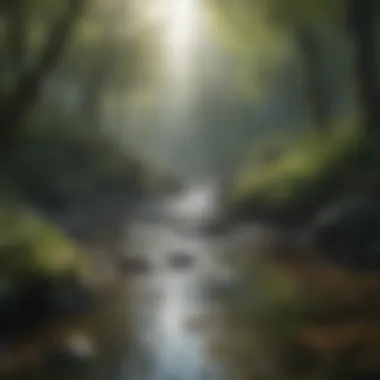 Harmony of Nature and Music A serene landscape with sound waves symbolizing the harmony of nature and music