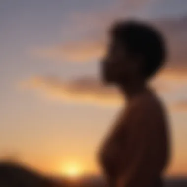 Empowerment at Dusk A silhouette of a person standing strong against a sunset