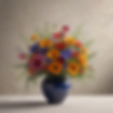Cheerful Flower Arrangement A vibrant bouquet of flowers arranged in a cheerful vase, radiating positivity