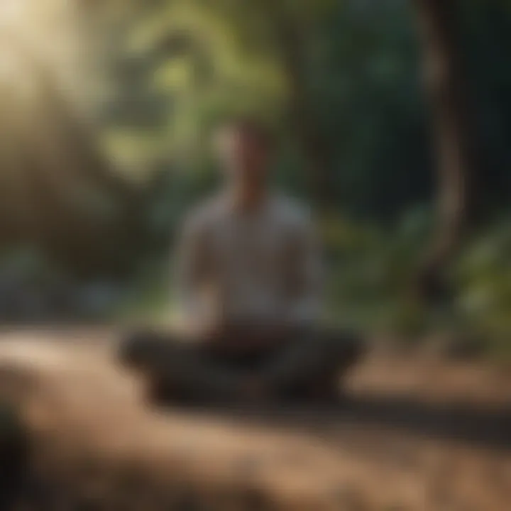 A person meditating in a peaceful setting