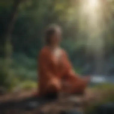 A person meditating in a tranquil environment