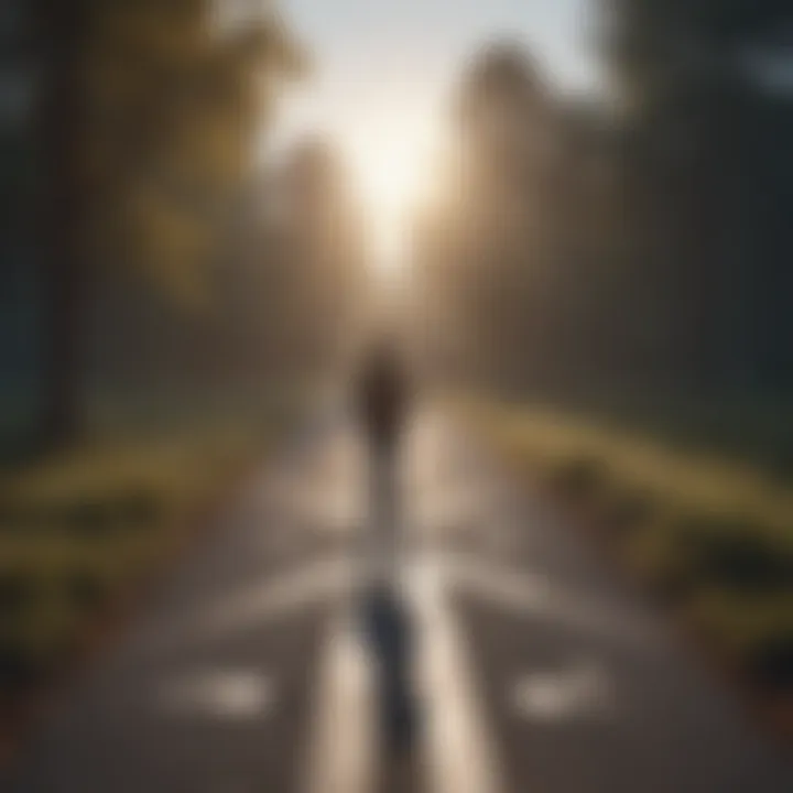 A person standing at a crossroads, contemplating their path