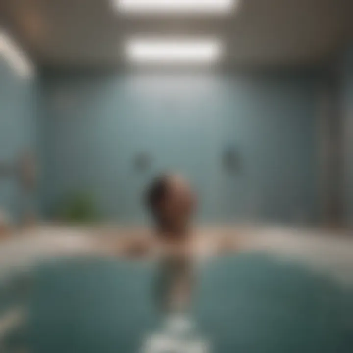 A person experiencing relaxation in a float tank.