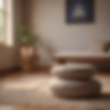 Meditation Space Setting Close-up of a meditation cushion and calming environment