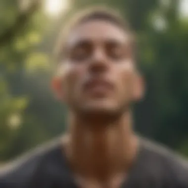Mindful Breathing Techniques A person engaging in mindful breathing exercises outdoors