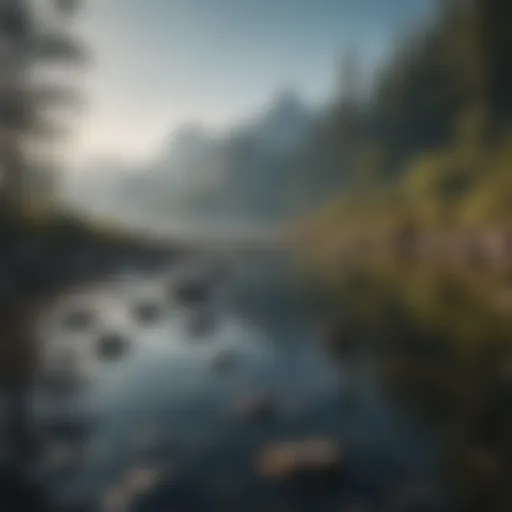 A serene landscape reflecting tranquility amidst chaos