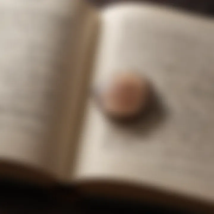 A close-up of an open book with profound quotes about self-doubt, illustrating wisdom.
