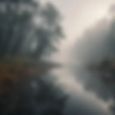 Journey Through Self-Doubt A serene landscape depicting a journey through fog, symbolizing doubt and introspection.