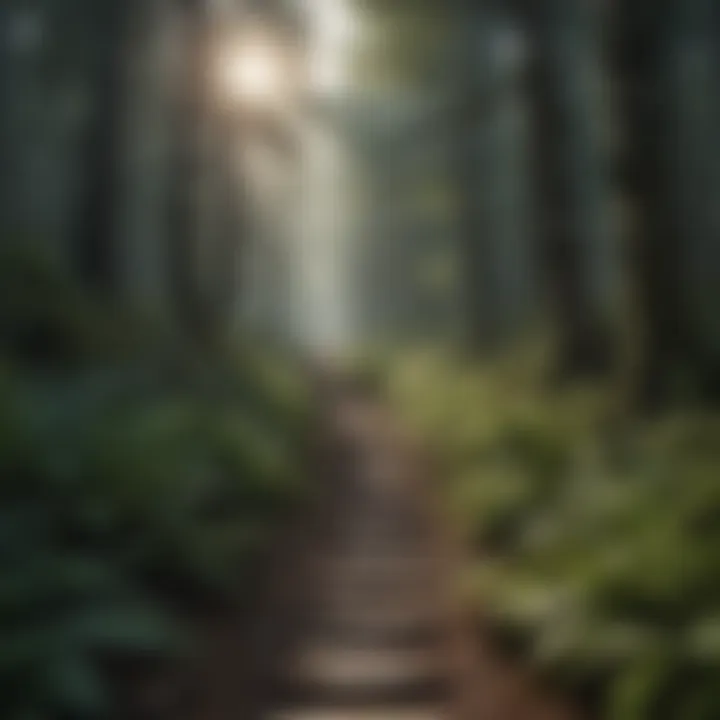 A path through a dense forest symbolizing the journey to self-acceptance