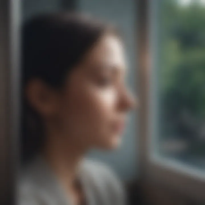 A person gazing out of a window, symbolizing confinement and desire for freedom