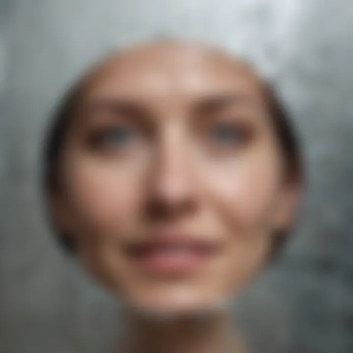 A close-up of a cracked mirror reflecting a smiling face, symbolizing duality.