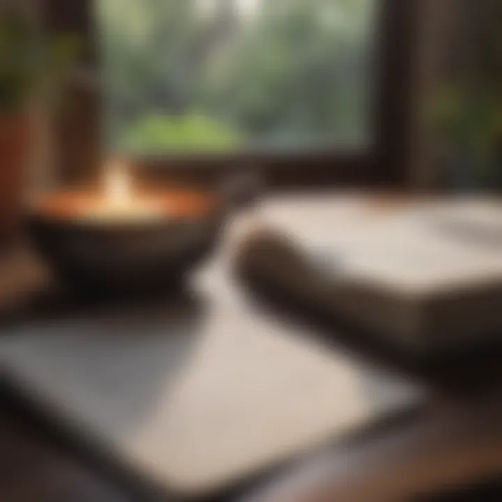 An open journal with scattered notes, representing personal narratives and reflections.