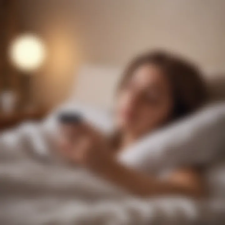 A user engaging with a sleep app on a smartphone before bedtime