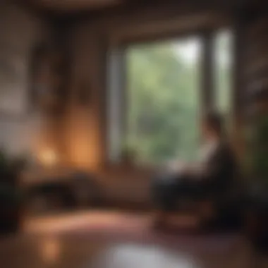 A cozy reading nook with self-help books
