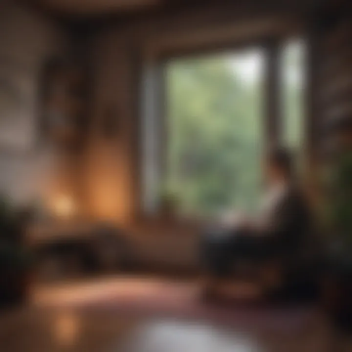 A cozy reading nook with self-help books