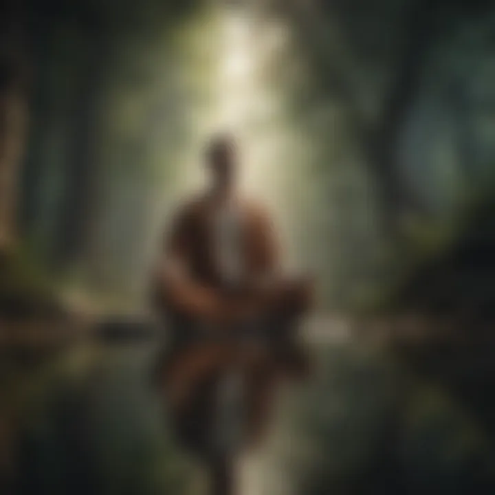 A person meditating in a peaceful environment