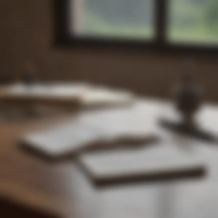 A journal and pen laid out on a table, inviting reflection