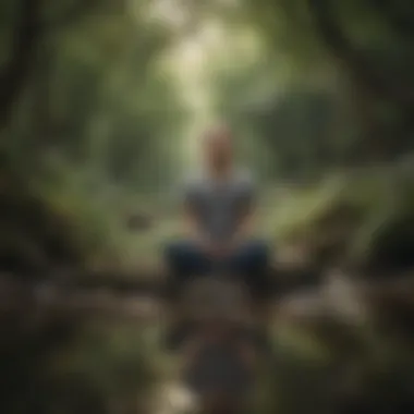 A contemplative person sitting in meditation, surrounded by nature, symbolizing grounding and reflection during difficult times