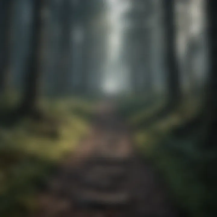 A path leading through a dark forest, representing the journey through despair towards hope and clarity