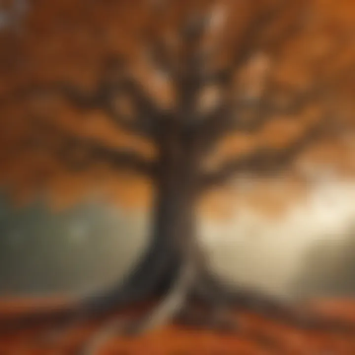 An intricate tree with leaves representing diverse cultures, illustrating the universal nature of gratitude.